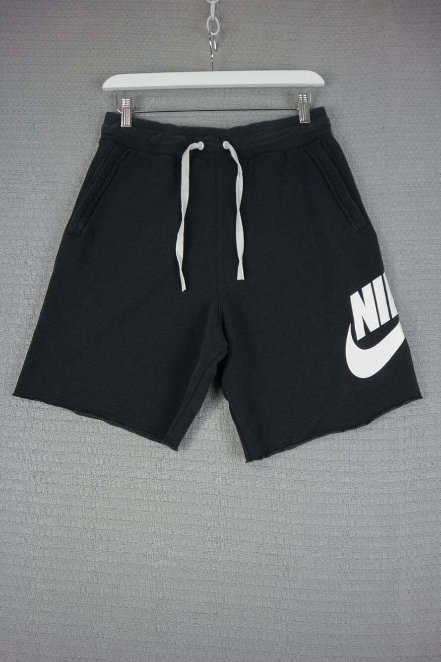 Nike Sportswear Alumni French Terry Raw Hem Big Graphic Sweat Shorts Black Small